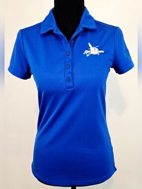 Nike Golf Dri-FIT Polo Blue Pegasus Logo Athletic Top Sz S Athleisure Dri-FIT